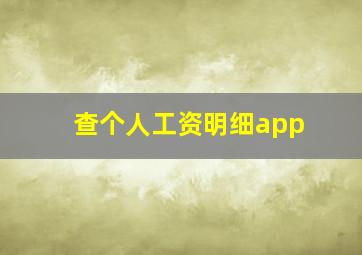 查个人工资明细app