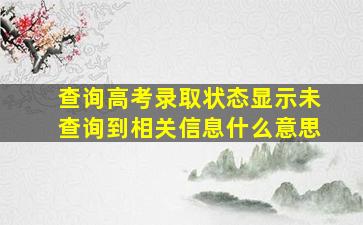 查询高考录取状态显示未查询到相关信息什么意思