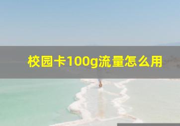 校园卡100g流量怎么用