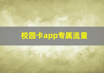 校园卡app专属流量