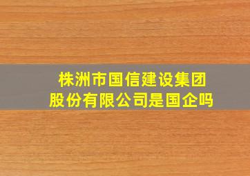 株洲市国信建设集团股份有限公司是国企吗