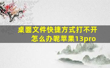 桌面文件快捷方式打不开怎么办呢苹果13pro