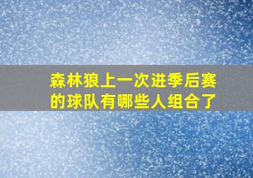 森林狼上一次进季后赛的球队有哪些人组合了