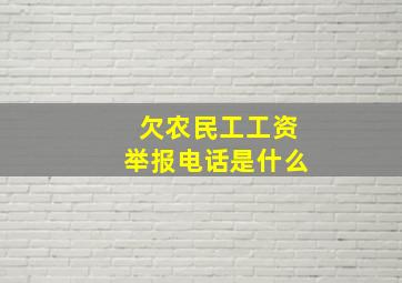 欠农民工工资举报电话是什么