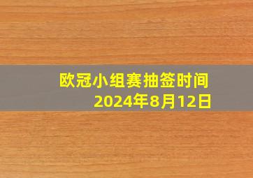 欧冠小组赛抽签时间2024年8月12日