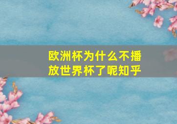 欧洲杯为什么不播放世界杯了呢知乎