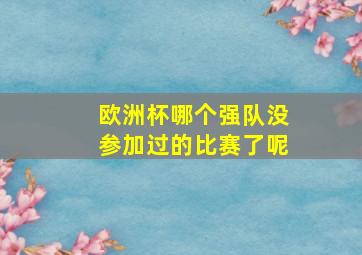 欧洲杯哪个强队没参加过的比赛了呢