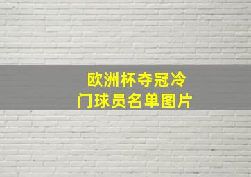 欧洲杯夺冠冷门球员名单图片