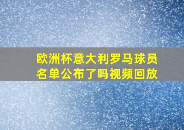 欧洲杯意大利罗马球员名单公布了吗视频回放