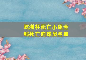 欧洲杯死亡小组全部死亡的球员名单