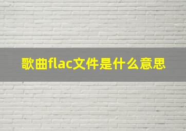 歌曲flac文件是什么意思