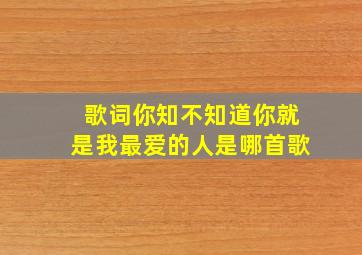 歌词你知不知道你就是我最爱的人是哪首歌