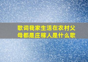 歌词我家生活在农村父母都是庄稼人是什么歌