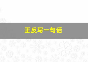 正反写一句话