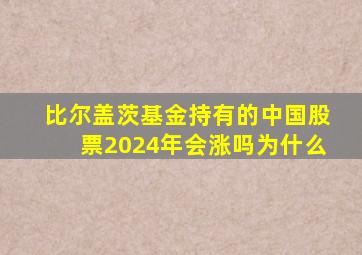 比尔盖茨基金持有的中国股票2024年会涨吗为什么