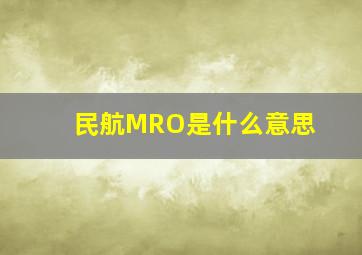 民航MRO是什么意思