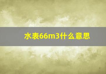 水表66m3什么意思