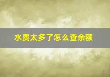 水费太多了怎么查余额