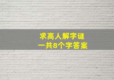 求高人解字谜一共8个字答案