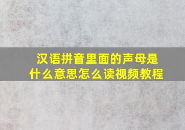 汉语拼音里面的声母是什么意思怎么读视频教程