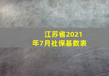 江苏省2021年7月社保基数表