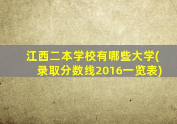 江西二本学校有哪些大学(录取分数线2016一览表)