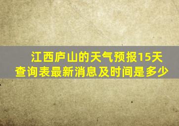 江西庐山的天气预报15天查询表最新消息及时间是多少