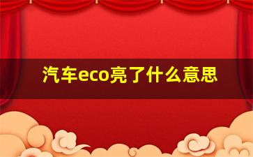 汽车eco亮了什么意思