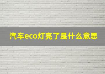 汽车eco灯亮了是什么意思