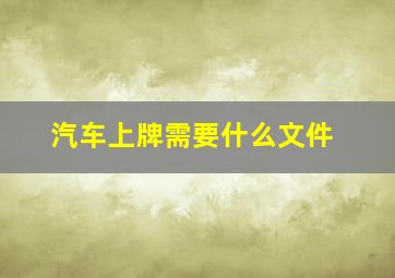 汽车上牌需要什么文件