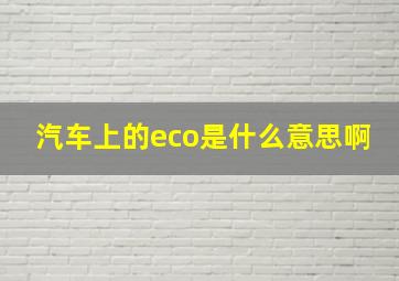 汽车上的eco是什么意思啊