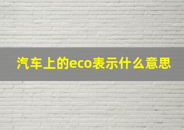 汽车上的eco表示什么意思