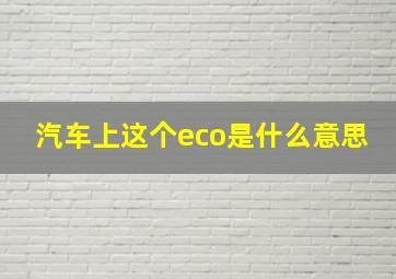 汽车上这个eco是什么意思