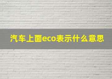 汽车上面eco表示什么意思