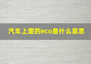 汽车上面的eco是什么意思