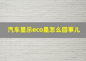 汽车显示eco是怎么回事儿