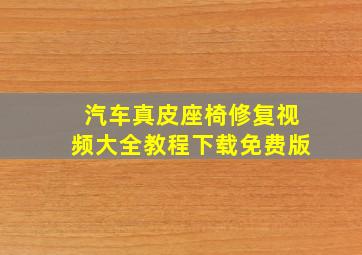 汽车真皮座椅修复视频大全教程下载免费版