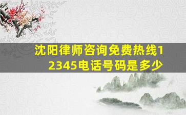 沈阳律师咨询免费热线12345电话号码是多少