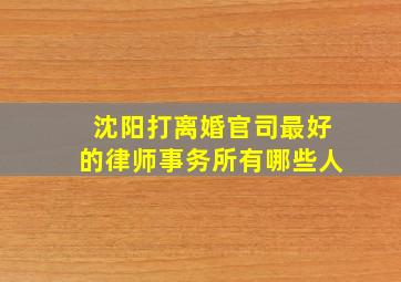 沈阳打离婚官司最好的律师事务所有哪些人