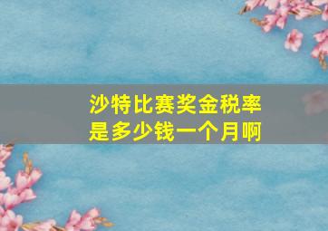 沙特比赛奖金税率是多少钱一个月啊