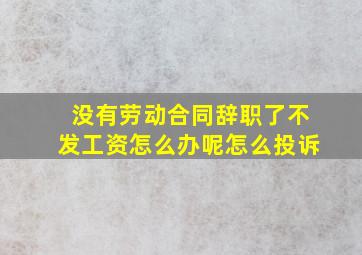 没有劳动合同辞职了不发工资怎么办呢怎么投诉