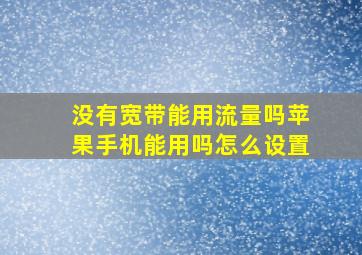 没有宽带能用流量吗苹果手机能用吗怎么设置