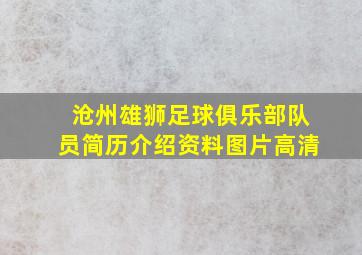 沧州雄狮足球俱乐部队员简历介绍资料图片高清