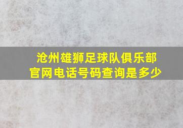 沧州雄狮足球队俱乐部官网电话号码查询是多少