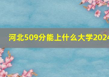 河北509分能上什么大学2024