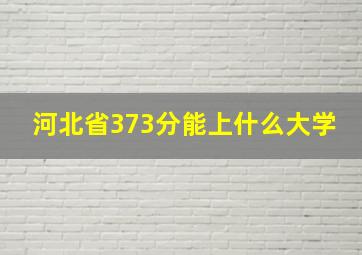 河北省373分能上什么大学