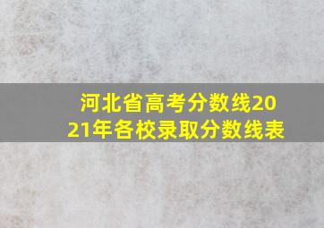 河北省高考分数线2021年各校录取分数线表