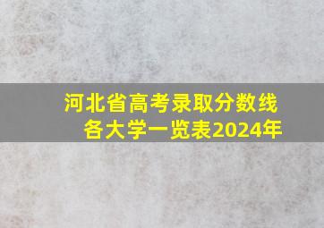 河北省高考录取分数线各大学一览表2024年