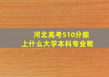 河北高考510分能上什么大学本科专业呢