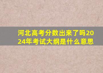 河北高考分数出来了吗2024年考试大纲是什么意思